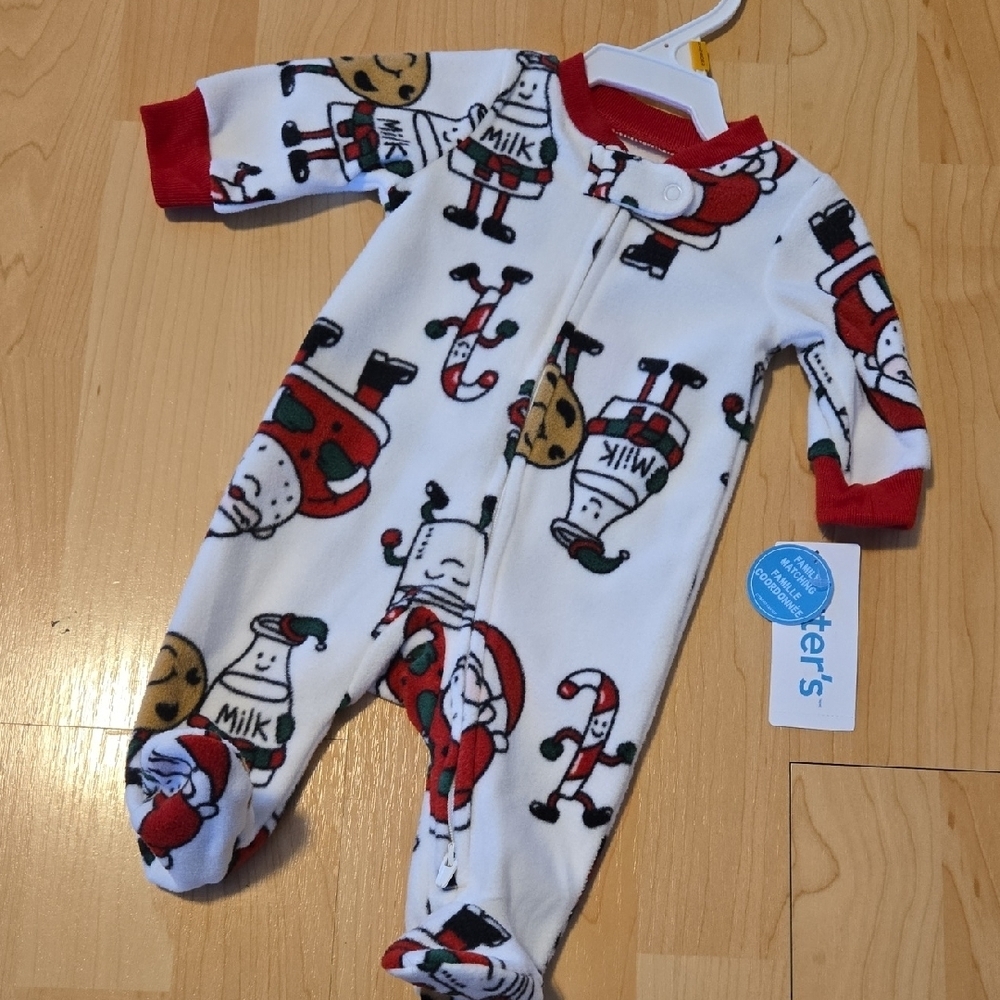 Carter's Red and White Holiday Footie, Newborn, Nwt